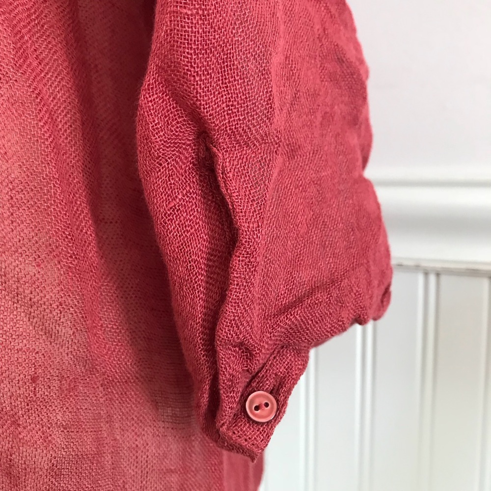 Eileen Fisher 100% Linen Sheer Peasant Blouse  *U4 - Picture 6 of 8